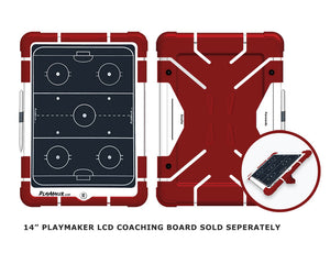 Team colors fiery red protective silicone case for the 14 inch Playmaker LCD coaching board.