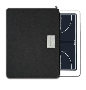 Protective sleeve for the 14" Playmaker LCD coaching board shown with a coaching board.