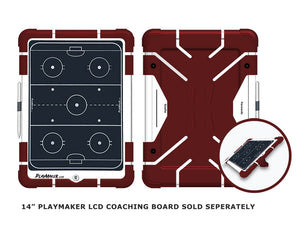Team colors maroon protective silicone case for the 14 inch Playmaker LCD coaching board.