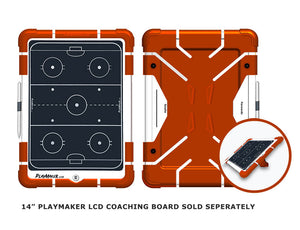 Team colors tangerine protective silicone case for the 14 inch Playmaker LCD coaching board.